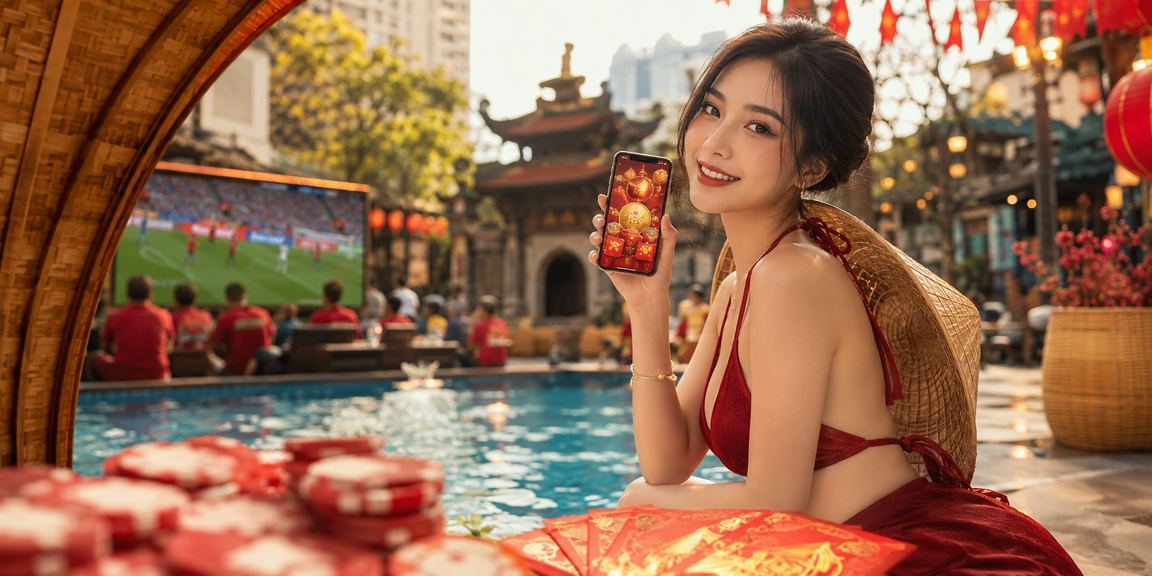 Không khí Tết Hà Nội với phong bao đỏ và nón lá, người dùng nhận thưởng từ sự kiện thể thao dịp lễ